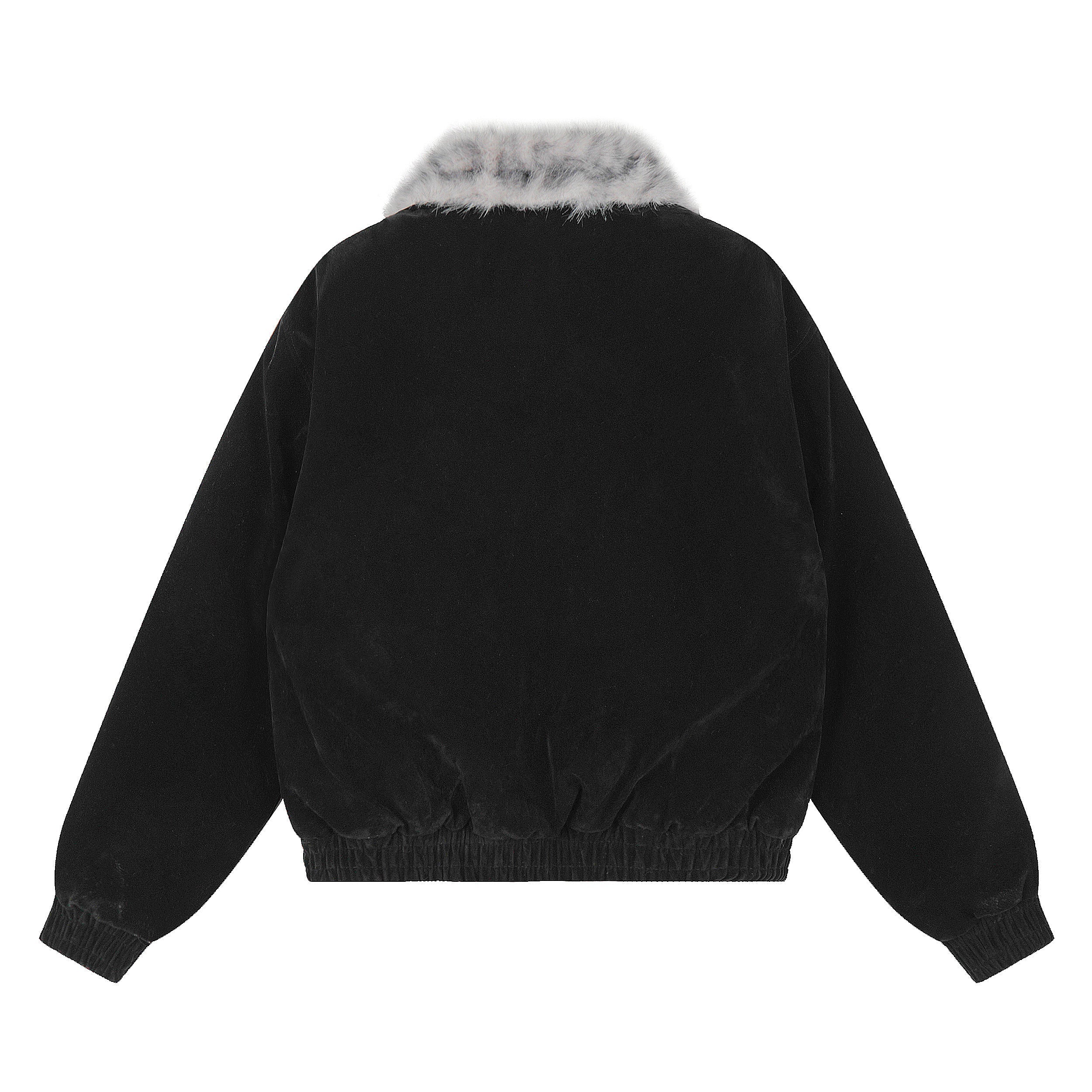 3-6-5.shop Faux Fur Collar Suede-Texture Jacket