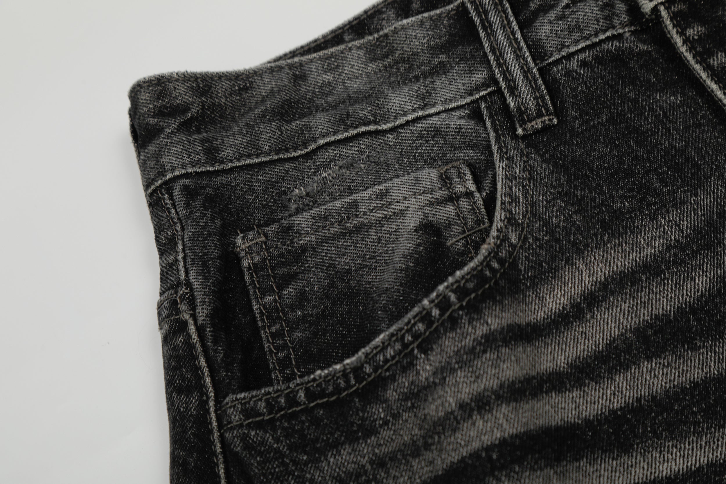3-6-5.shop Washed Distressed Denim Pants