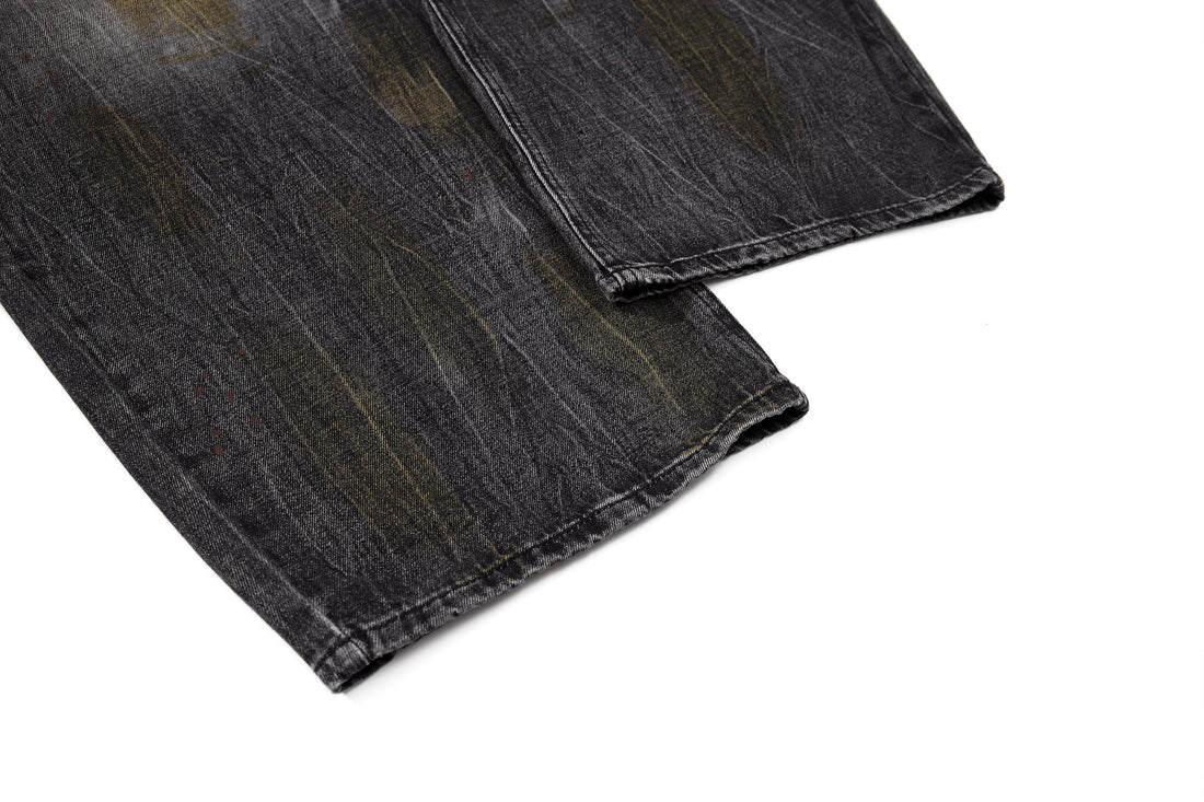 3-6-5.shop Vintage Washed Curved Denim Pants