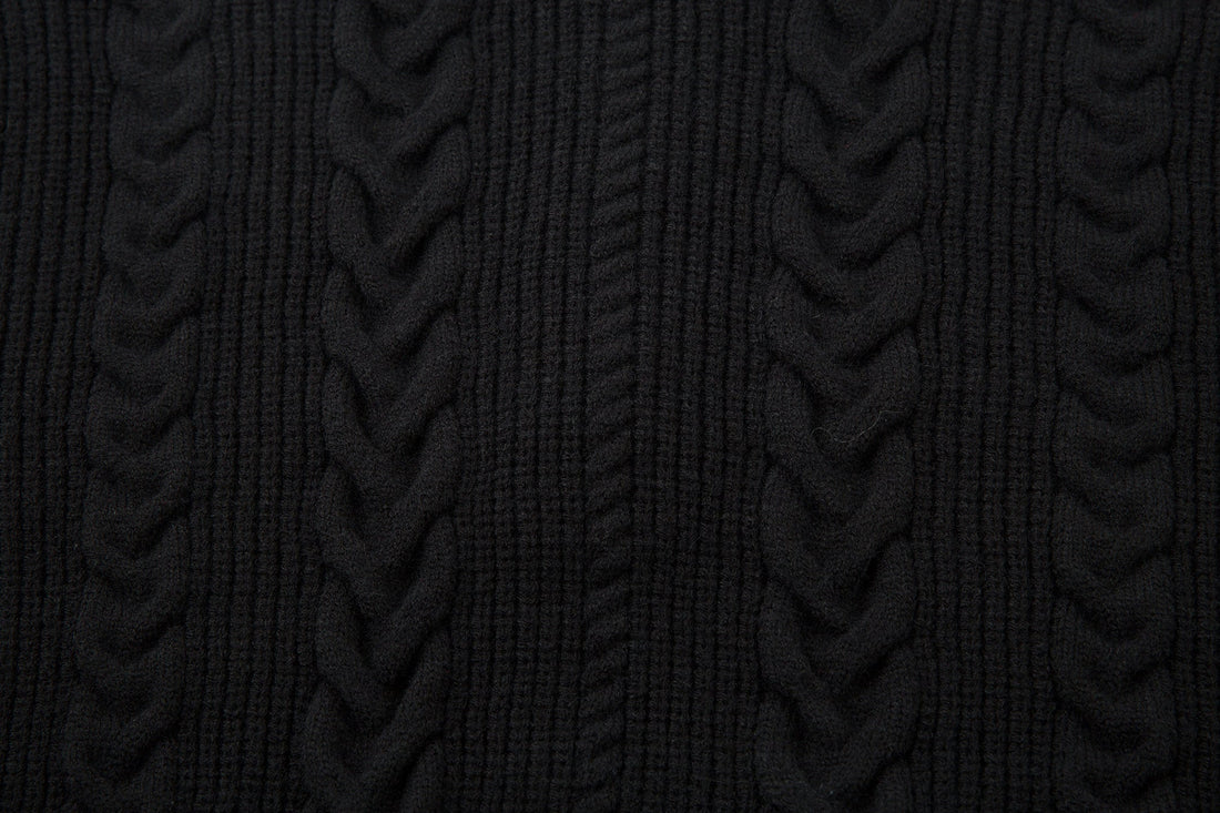 3-6-5.shop Vintage Cable Knit Polo Sweater