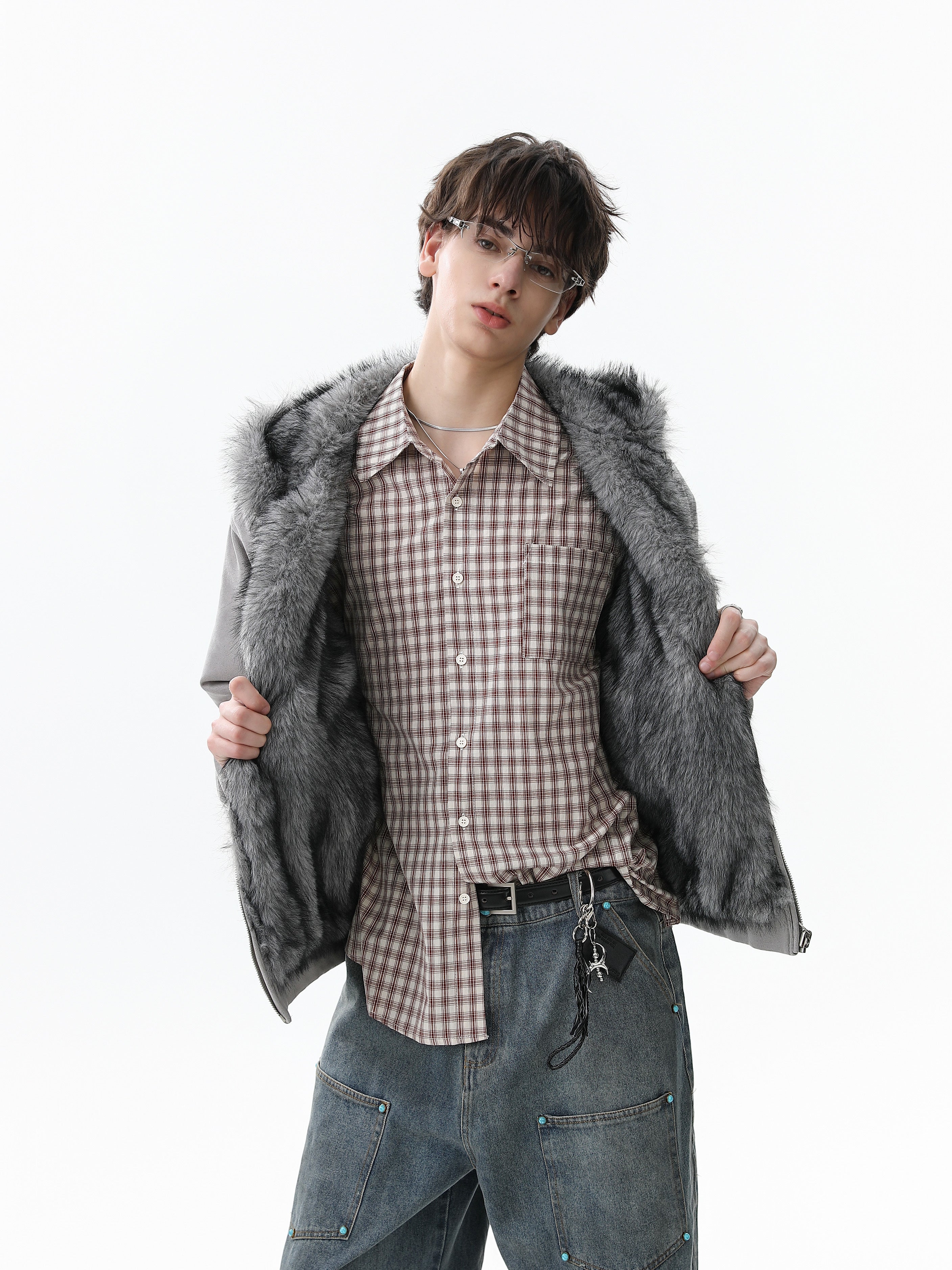 3-6-5.shop Reversible Faux Suede Fur Hooded Jacket
