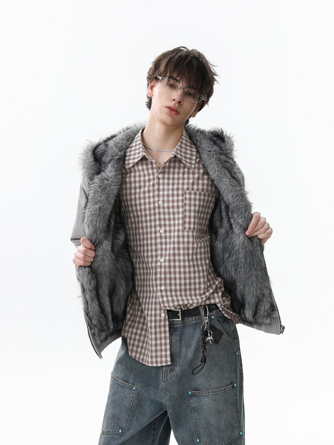 3-6-5.shop Reversible Faux Suede Fur Hooded Jacket