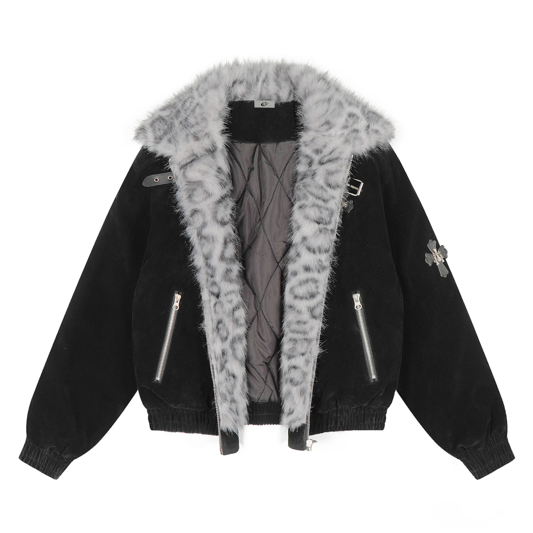 3-6-5.shop Faux Fur Collar Suede-Texture Jacket