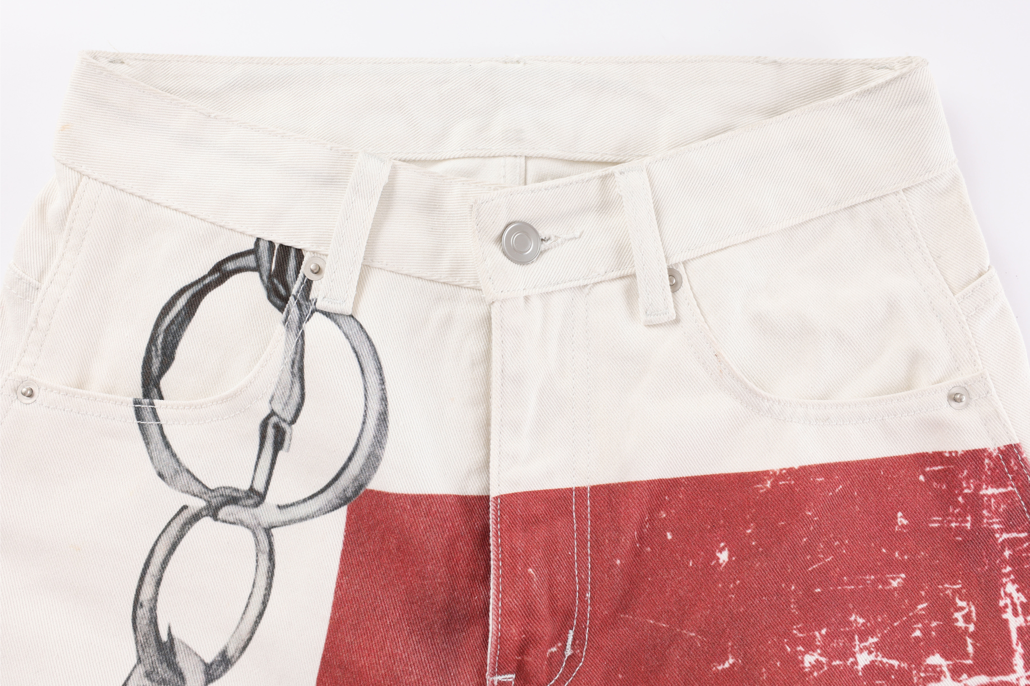 3-6-5.shop Chain Print Cross Barrel Jeans