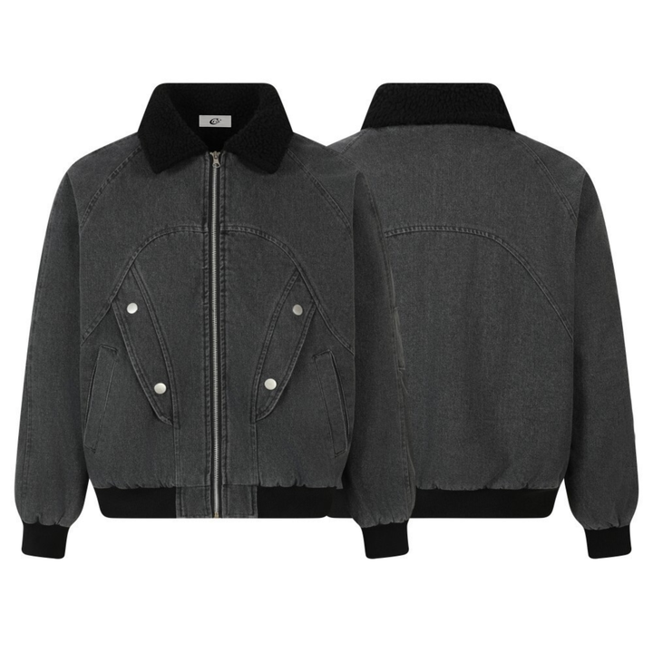 3-6-5.shop Quilted Denim Sherpa Jacket