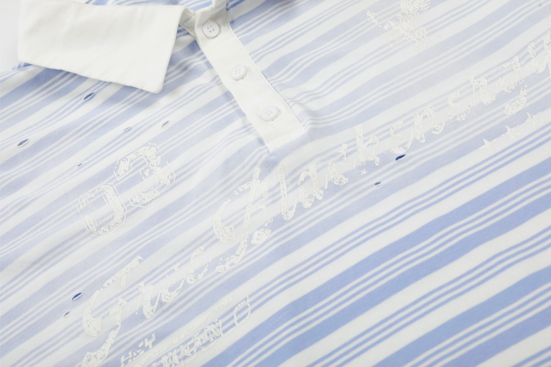 3-6-5.shop Striped Long Sleeve Polo Shirt