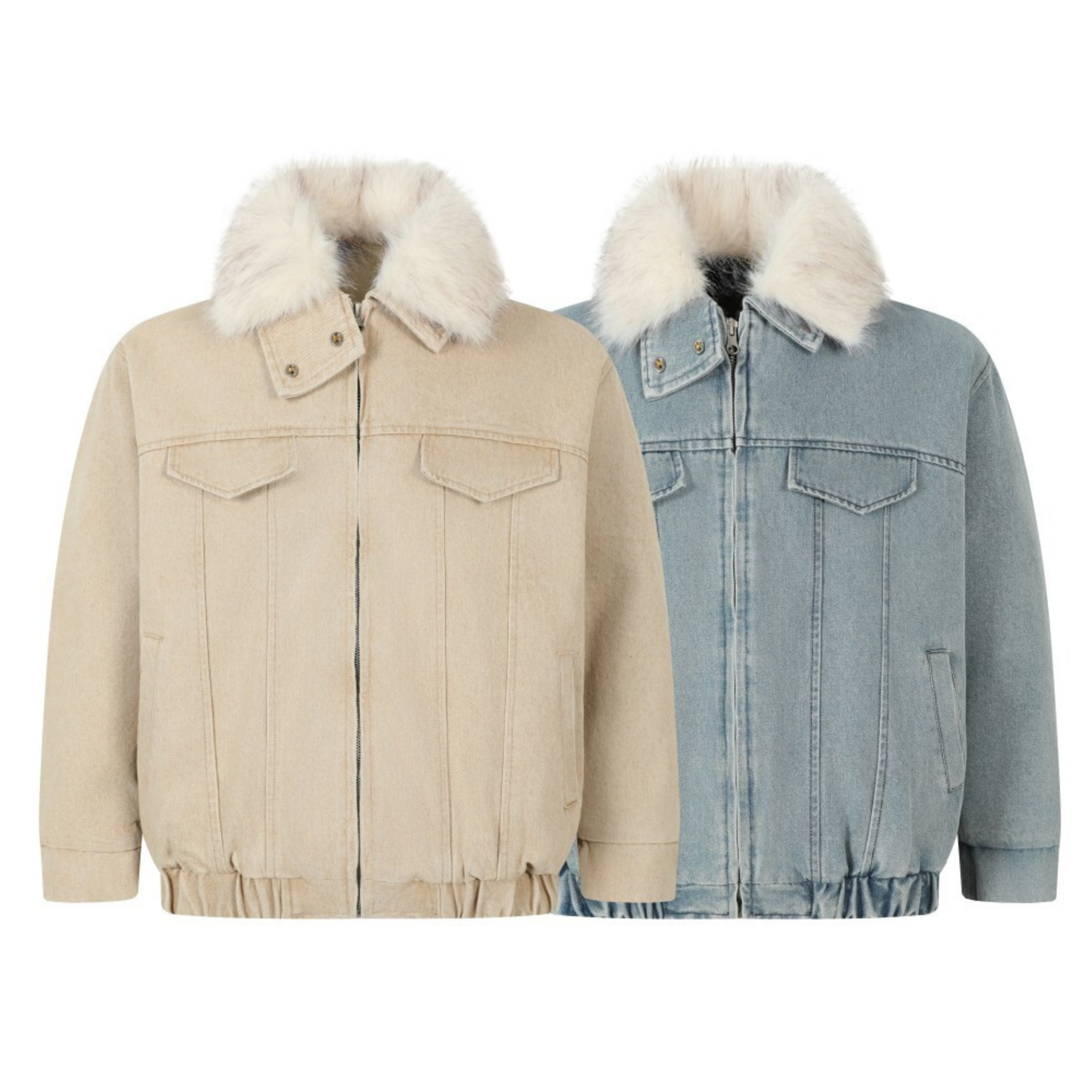 3-6-5.shop Faux Fur Collar Denim Jacket