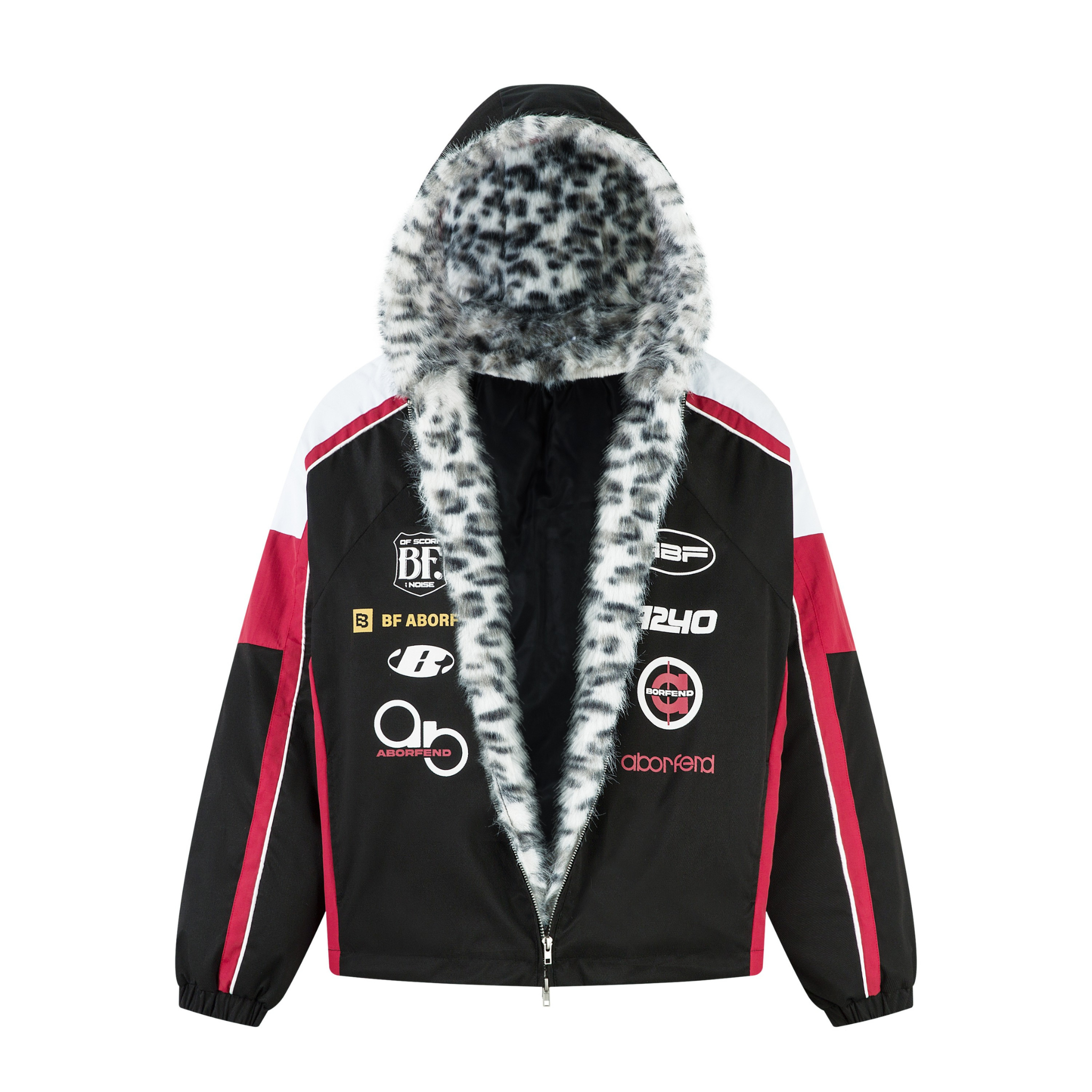 3-6-5.shop Racing Patch Faux Fur Hood Jacket