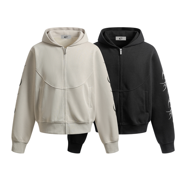 3-6-5.shop Tribal Curve Zip Hoodie