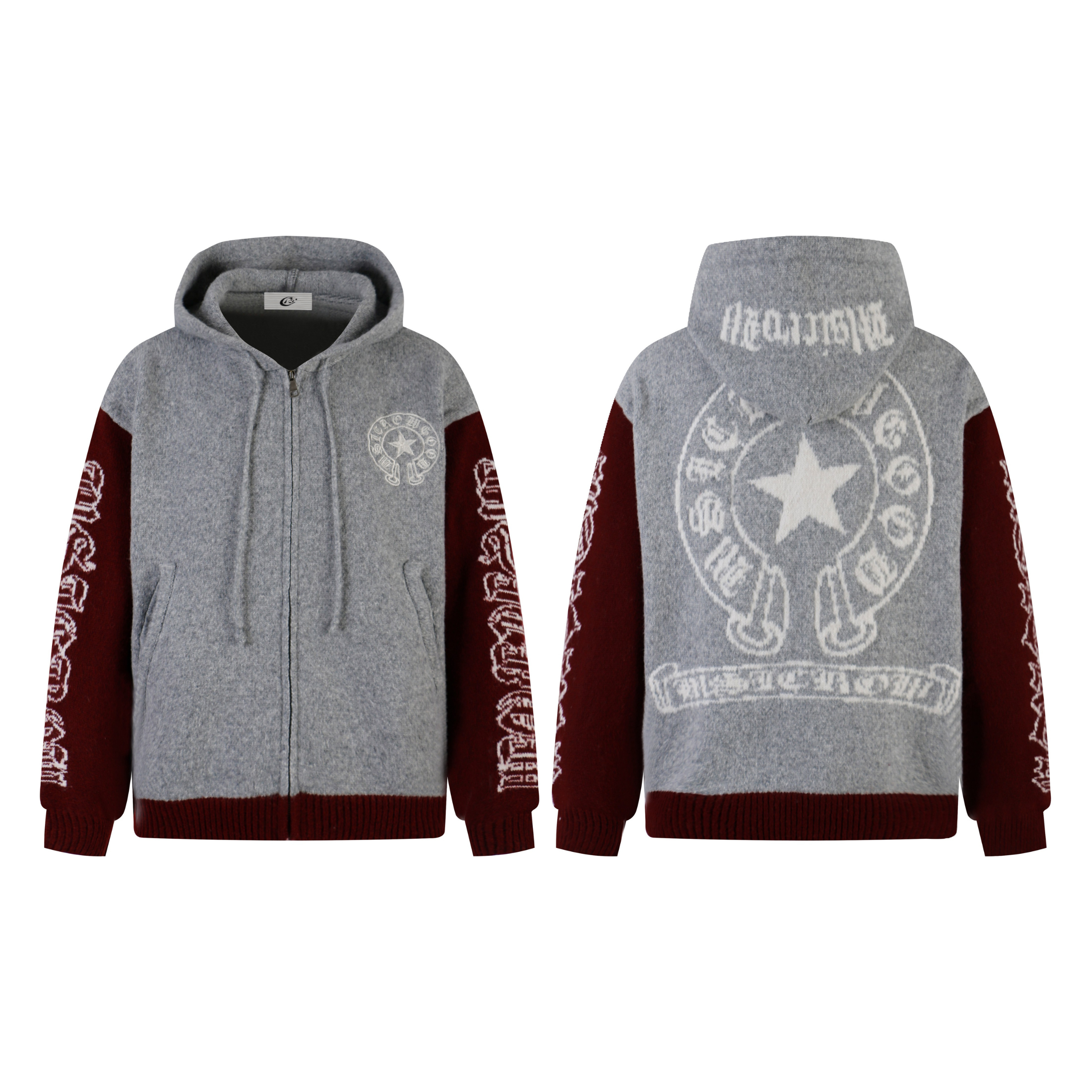 3-6-5.shop Vintage Star Knit Zip Hoodie