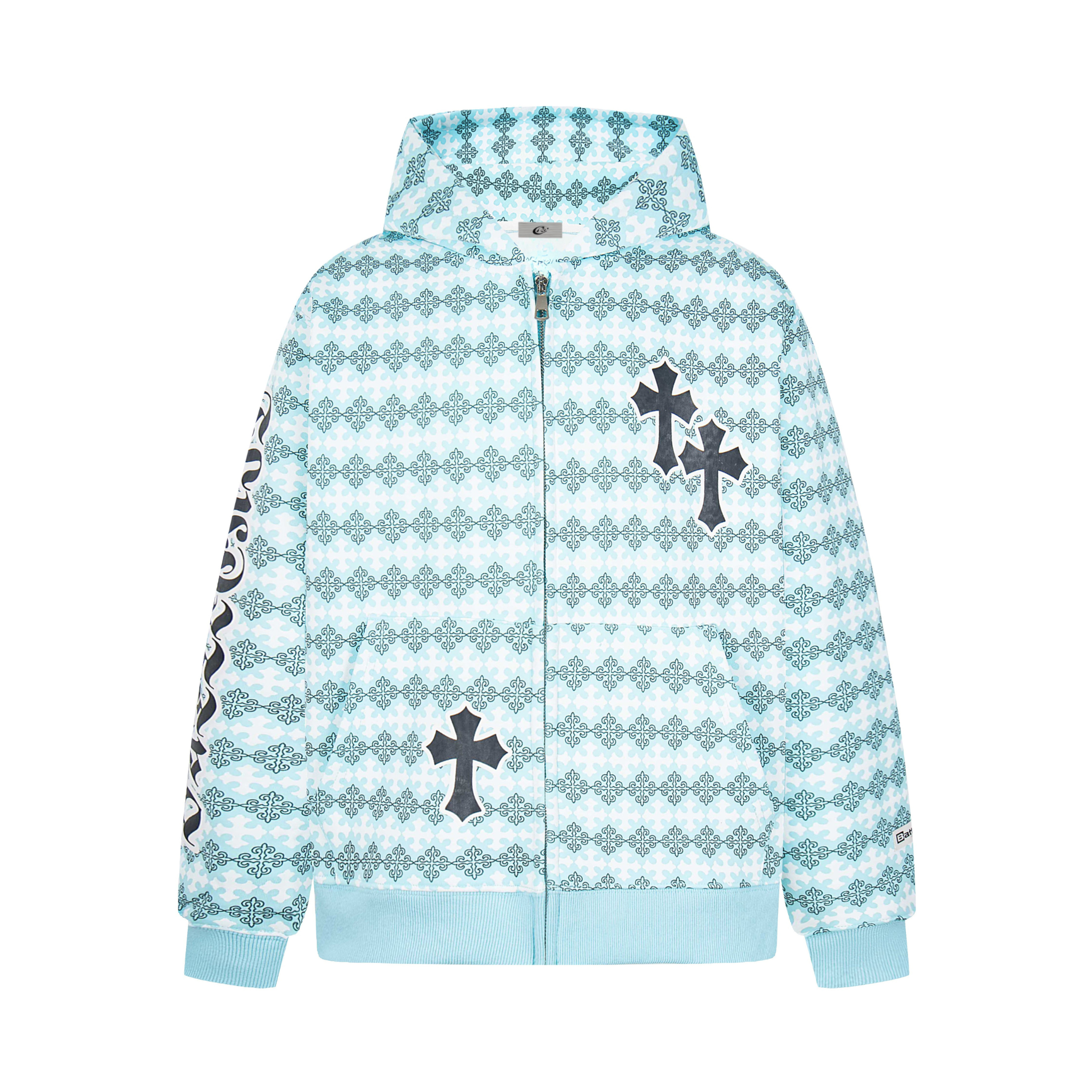 3-6-5.shop Gothic Pattern Full-Zip Hoodie