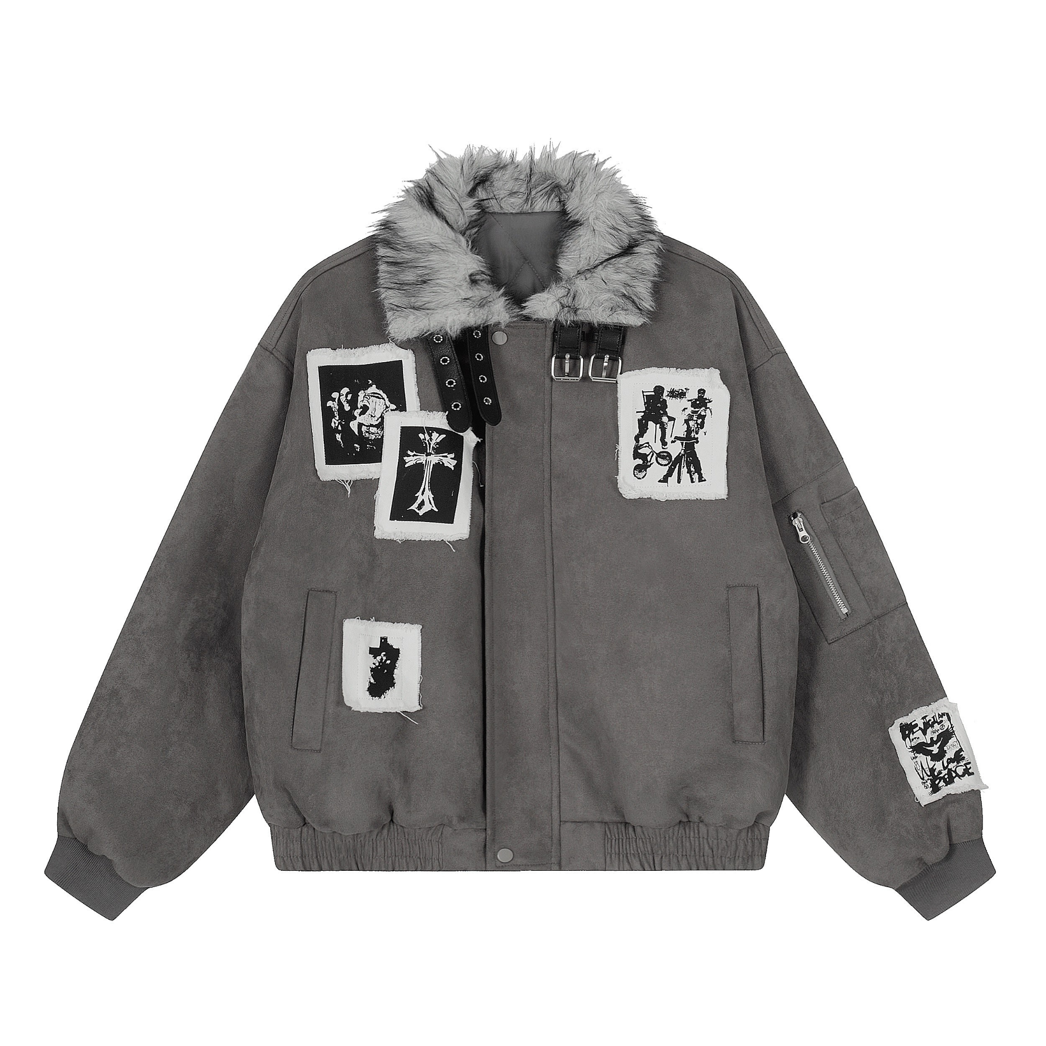 3-6-5.shop Patchwork Fur-Lined Jacket