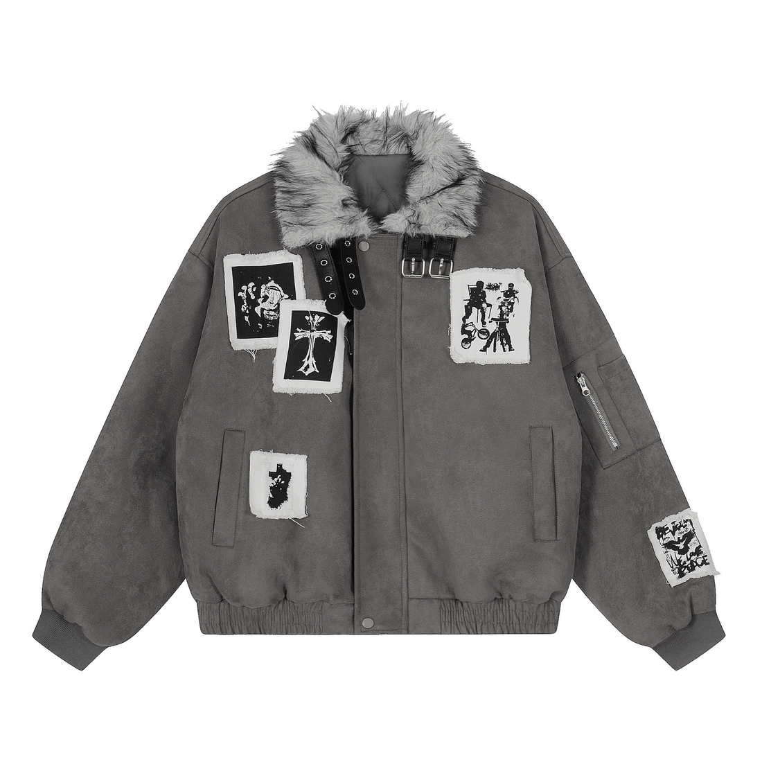 3-6-5.shop Patchwork Fur-Lined Jacket