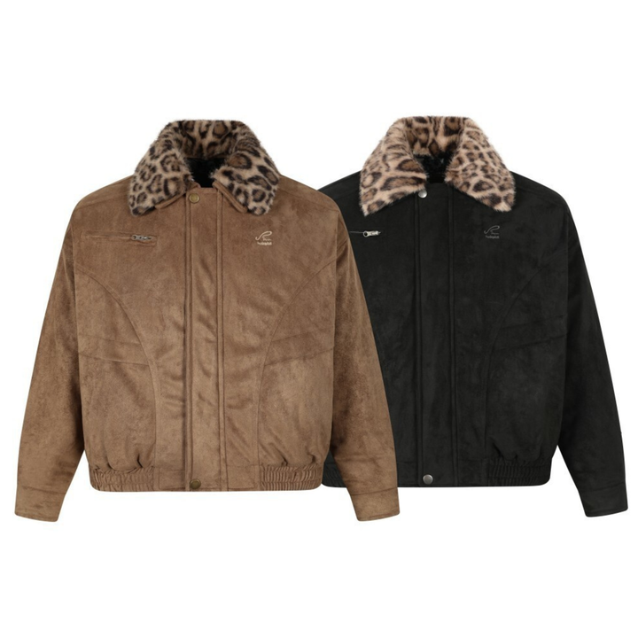 3-6-5.shop Leopard Collar Suede Jacket