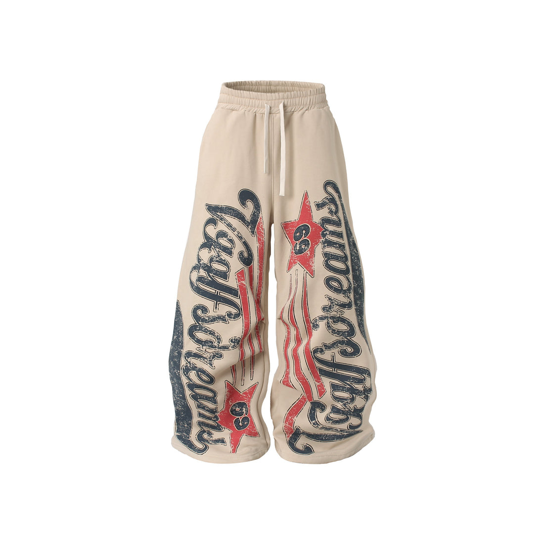3-6-5.shop Fleece-Lined Star Letter Wide-Leg Sweatpants