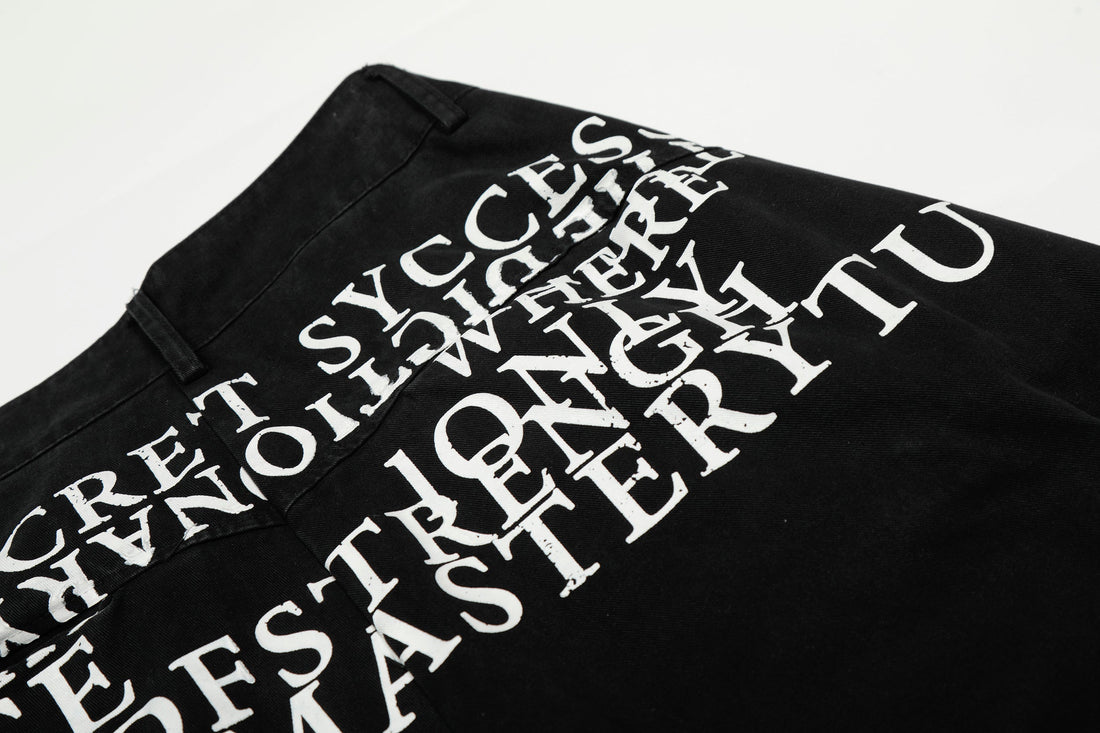 3-6-5.shop Typography Cargo Wide-Leg Pants