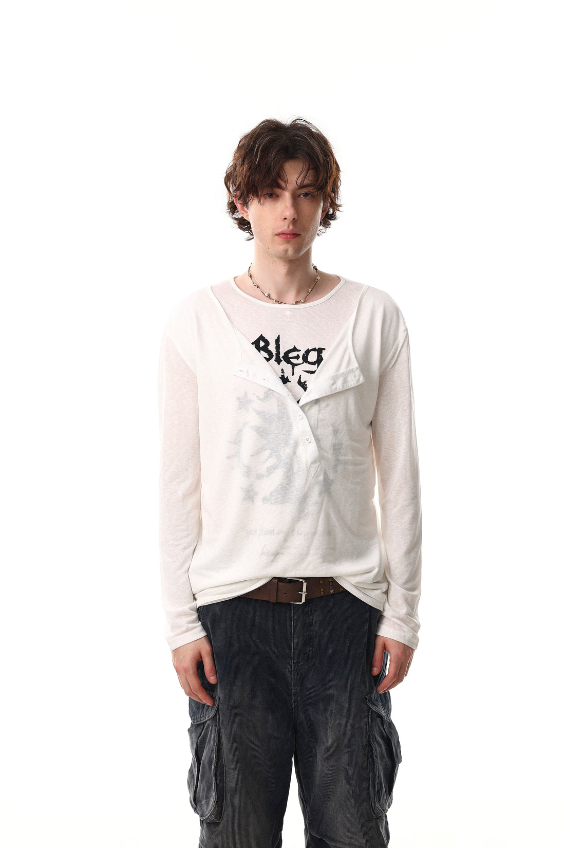 3-6-5.shop Graphic Long Sleeve Henley Tee