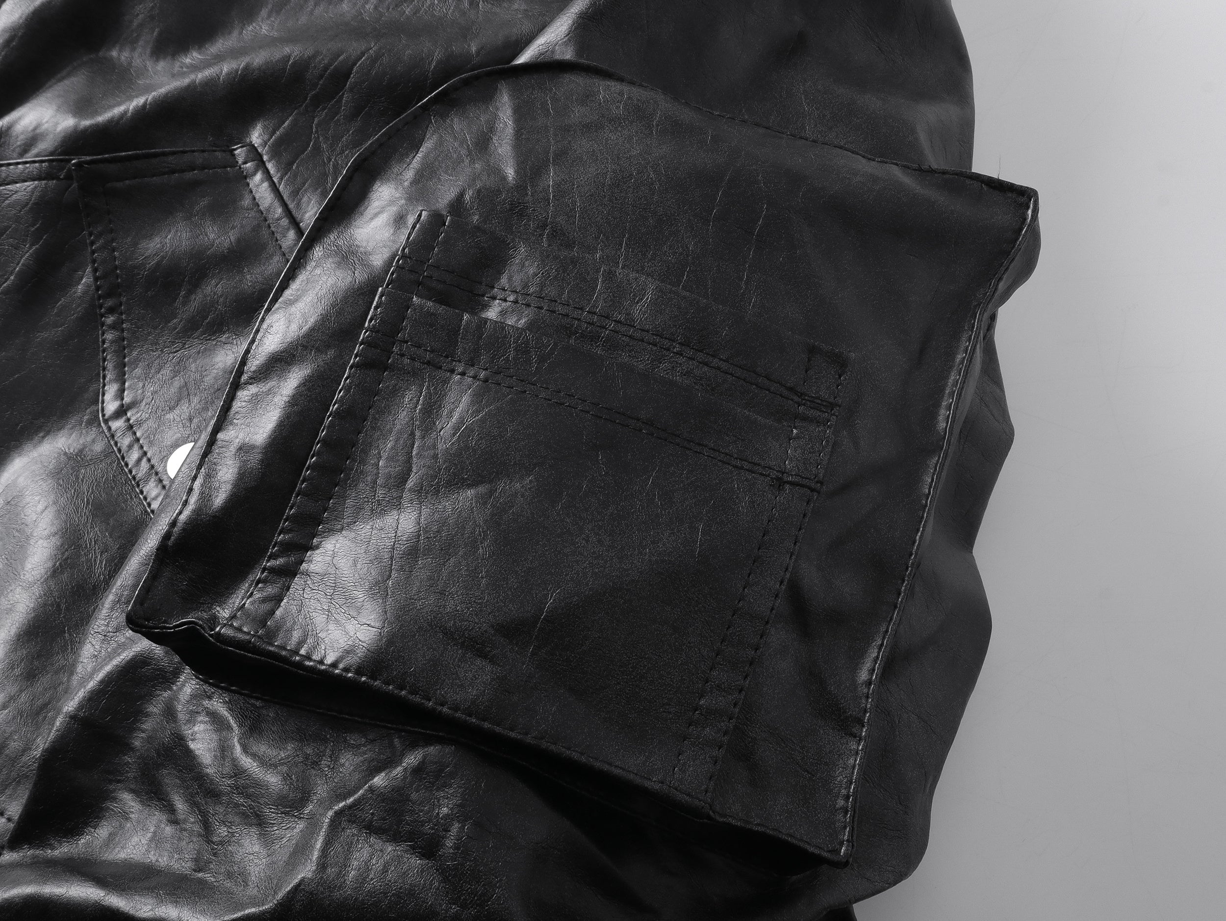 3-6-5.shop Vintage PU Bomber Jacket
