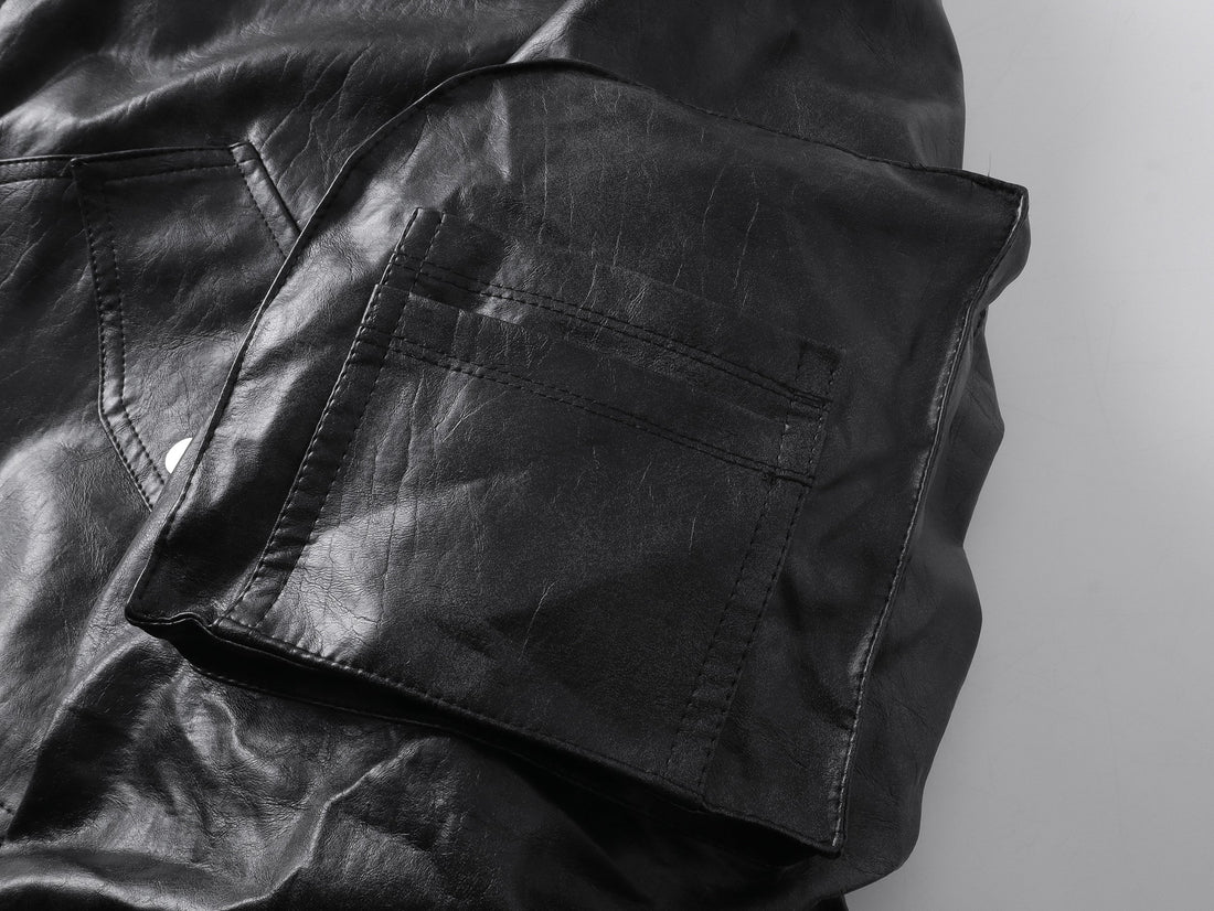 3-6-5.shop Vintage PU Bomber Jacket