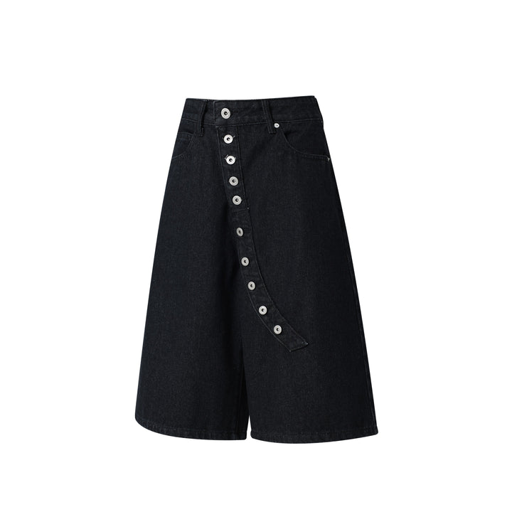 3-6-5.shop “Arc Button Wide Denim Shorts”