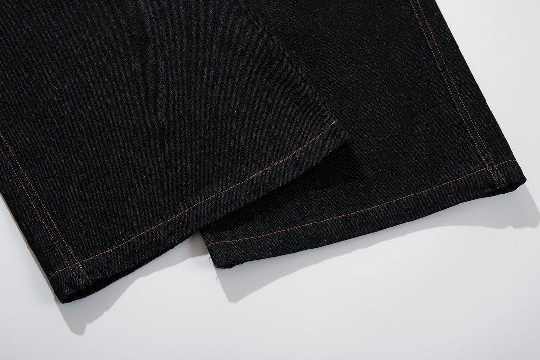 3-6-5.shop Curved Panel Wide Leg Denim Pants