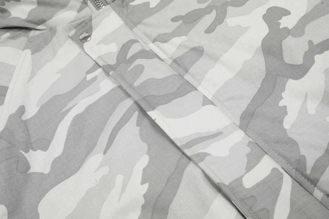 3-6-5.shop White Camo Faux Fur Hooded Padded Jacket