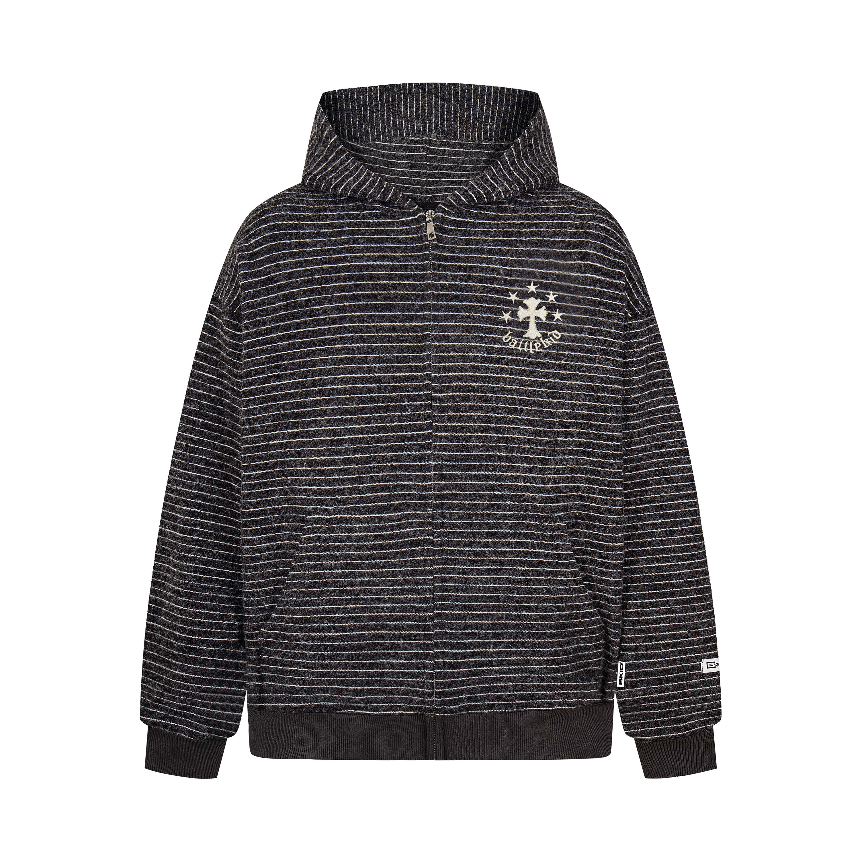 3-6-5.shop Striped Knit Zip Hoodie