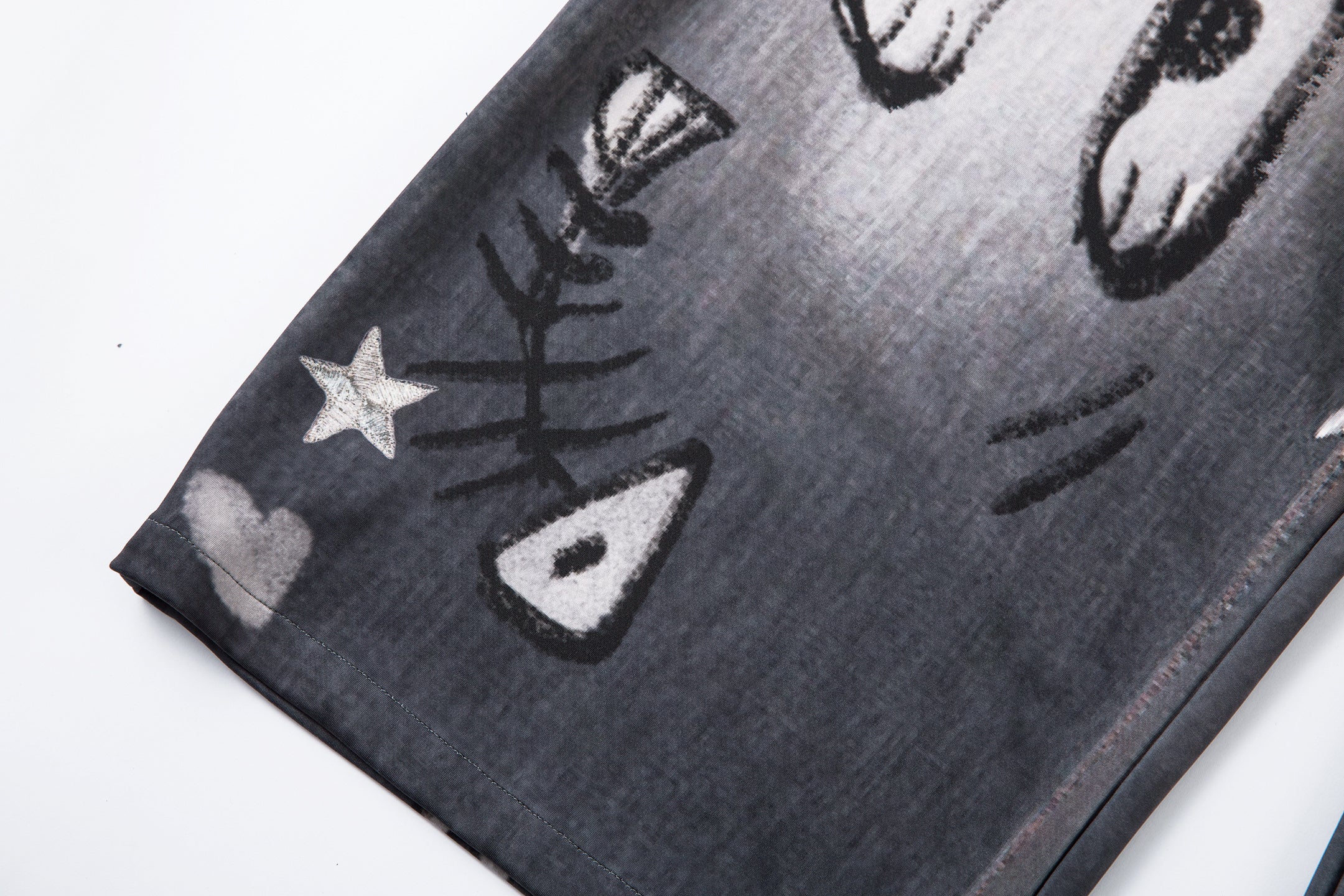 3-6-5.shop Cat Print Barrel Denim Pants