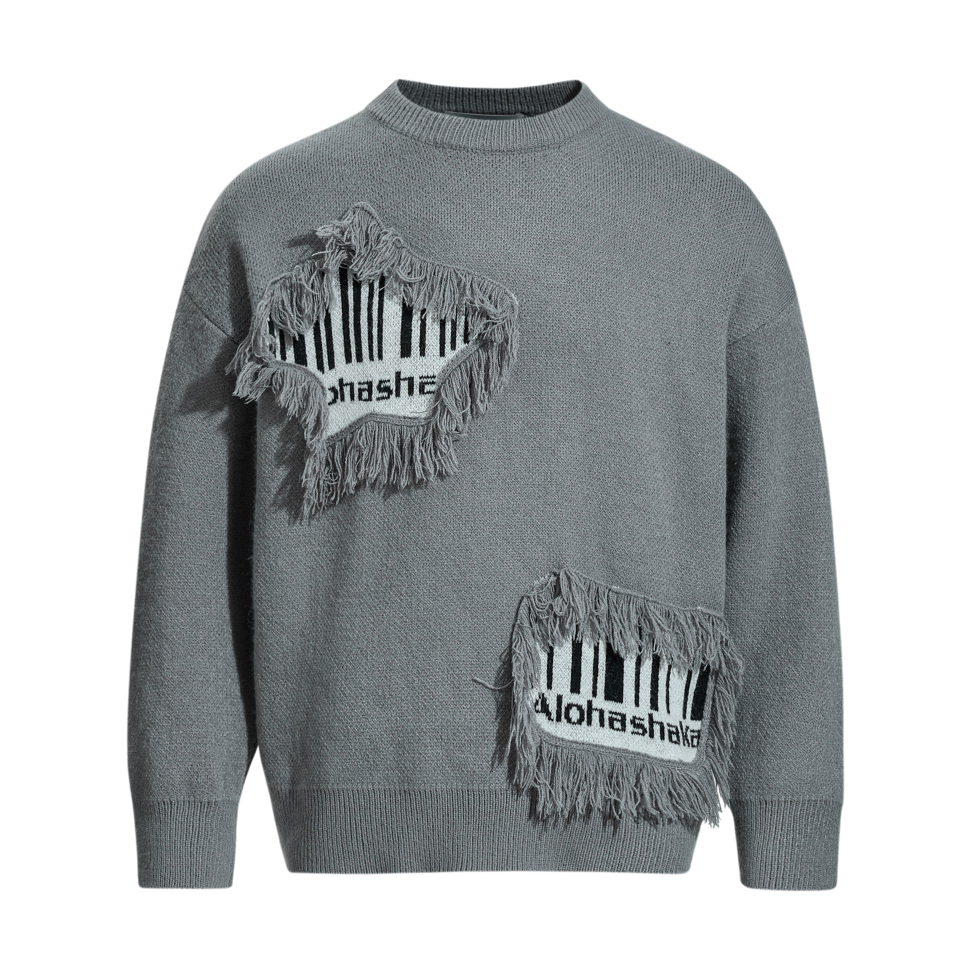 3-6-5.shop Fringe Patch Knit Sweater