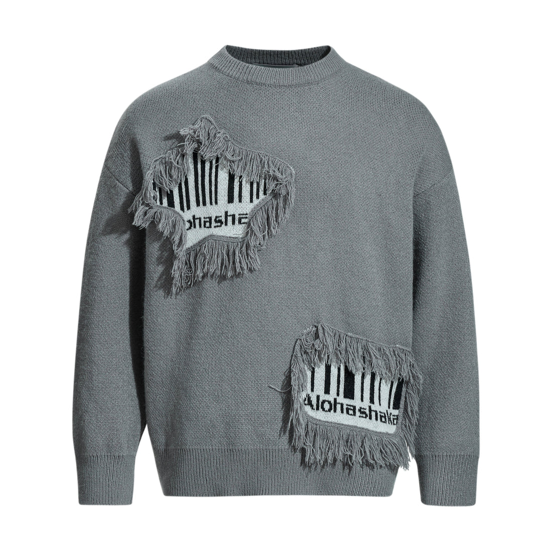 3-6-5.shop Fringe Patch Knit Sweater