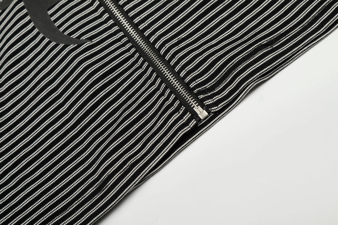 3-6-5.shop Striped Graphic Zip Hoodie