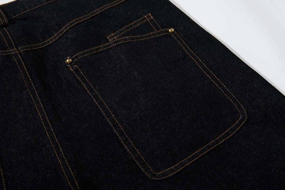 3-6-5.shop Curved Panel Wide Leg Denim Pants