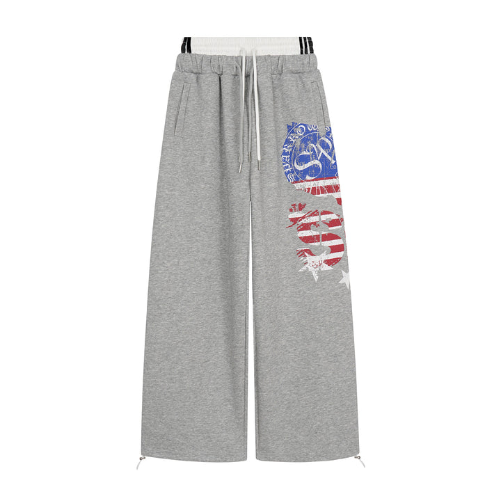 3-6-5.shop Flag Graphic Wide-Leg Sweatpants