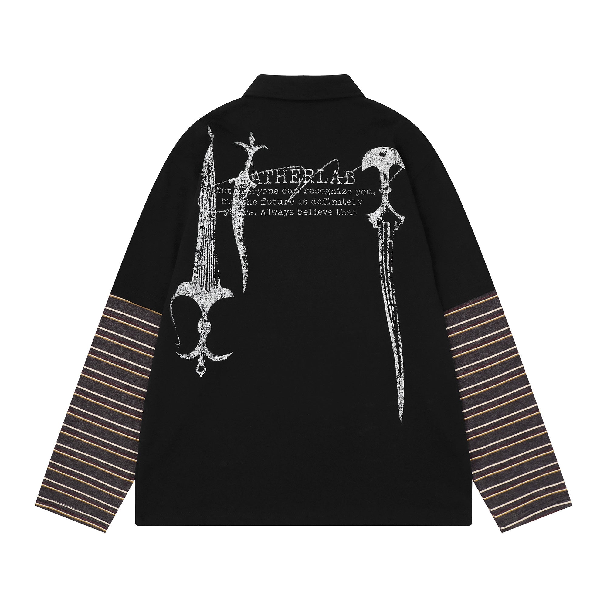 3-6-5.shop Layered Graphic Long Sleeve Polo
