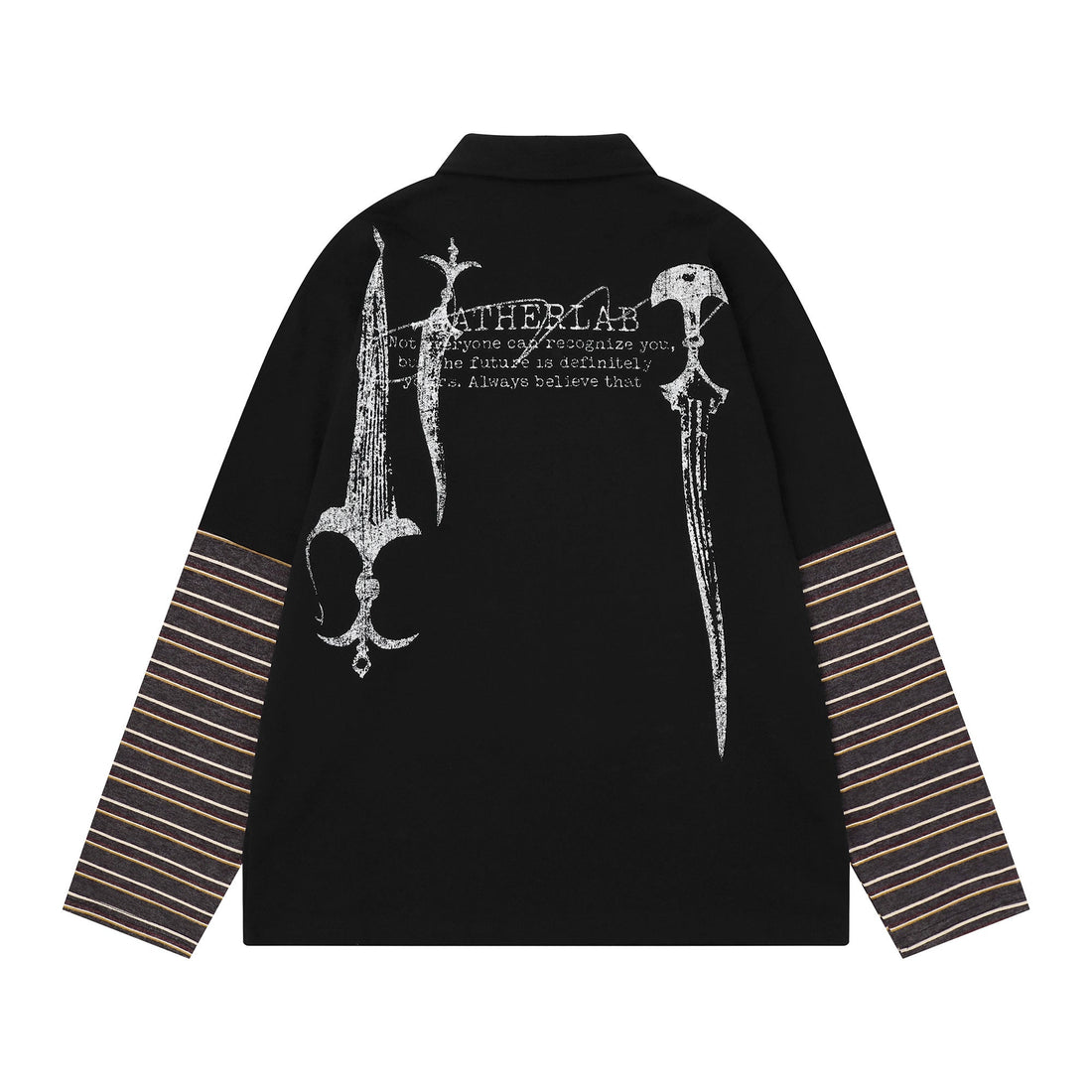 3-6-5.shop Layered Graphic Long Sleeve Polo