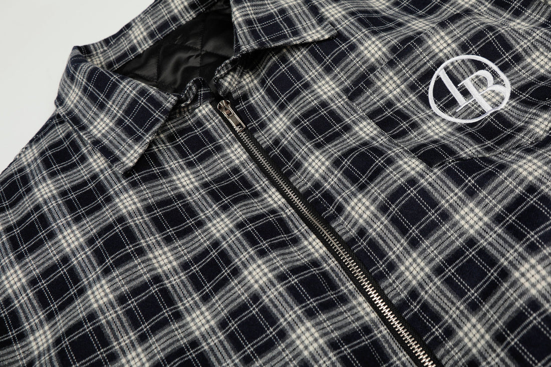 3-6-5.shop Plaid Hybrid Bomber Jacket