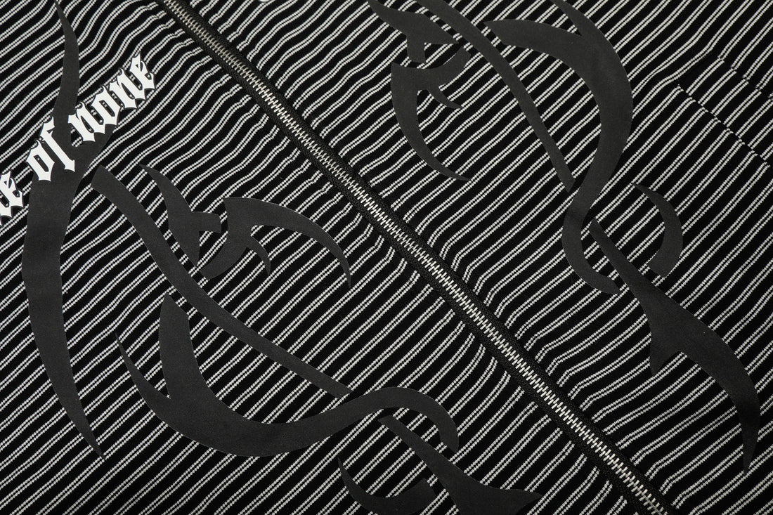 3-6-5.shop Striped Graphic Zip Hoodie