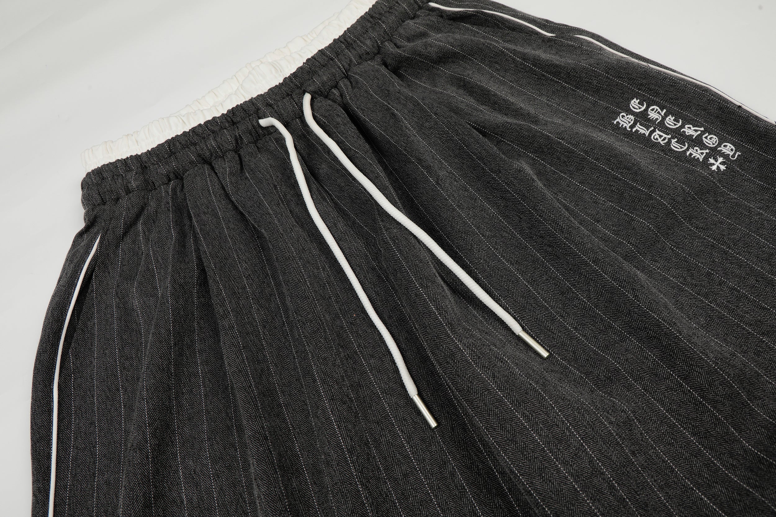 3-6-5.shop Pinstripe Wide-Leg Track Pants