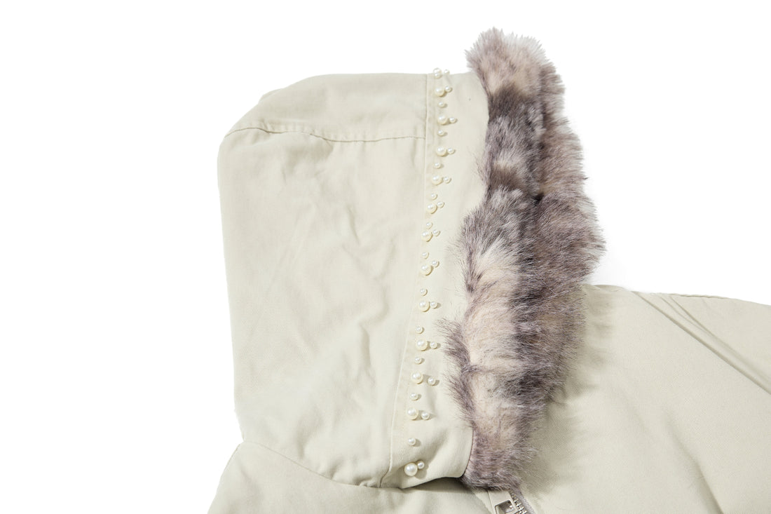 3-6-5.shop Studded Fur-Trim Hooded Jacket