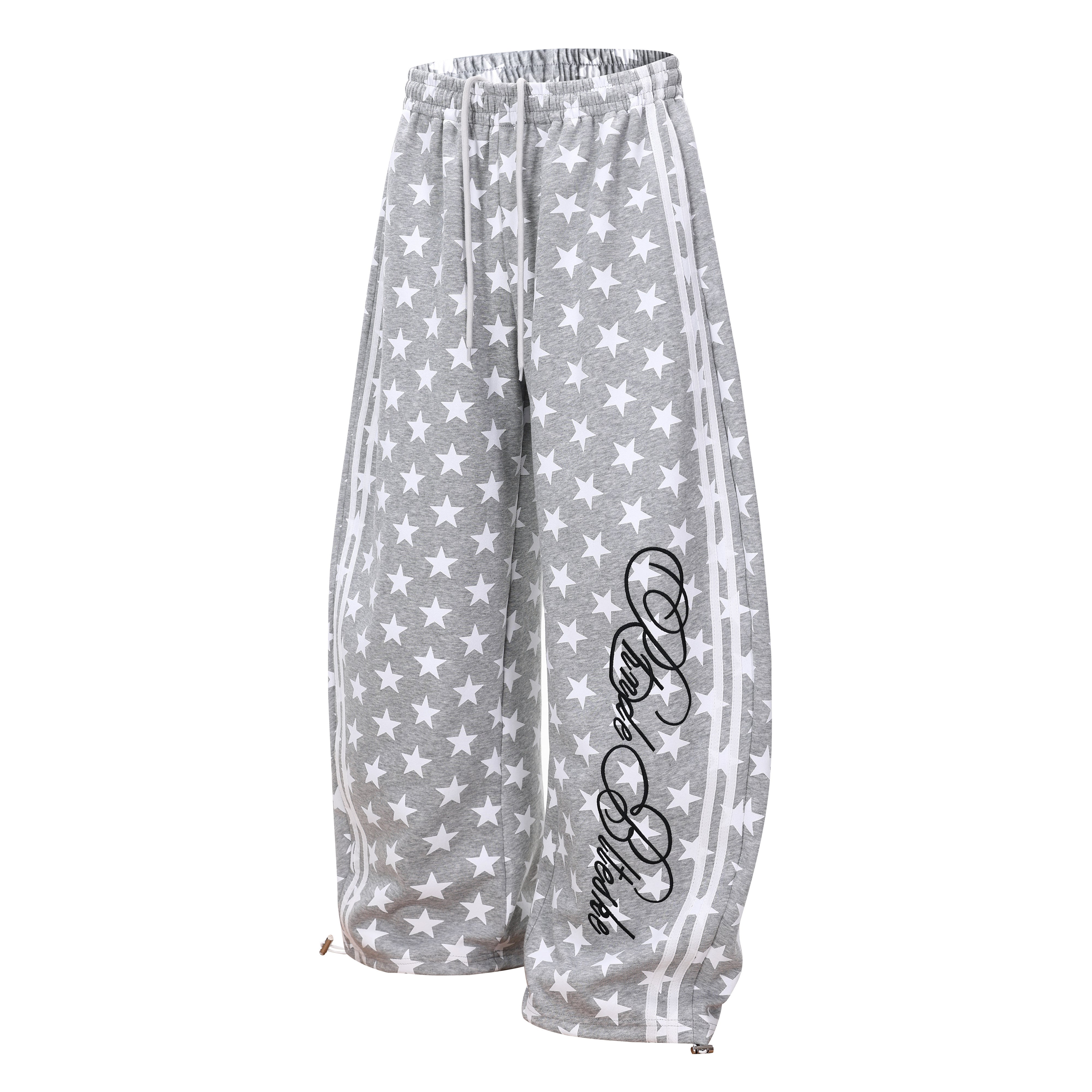 3-6-5.shop Star Print Wide-Leg Sweatpants