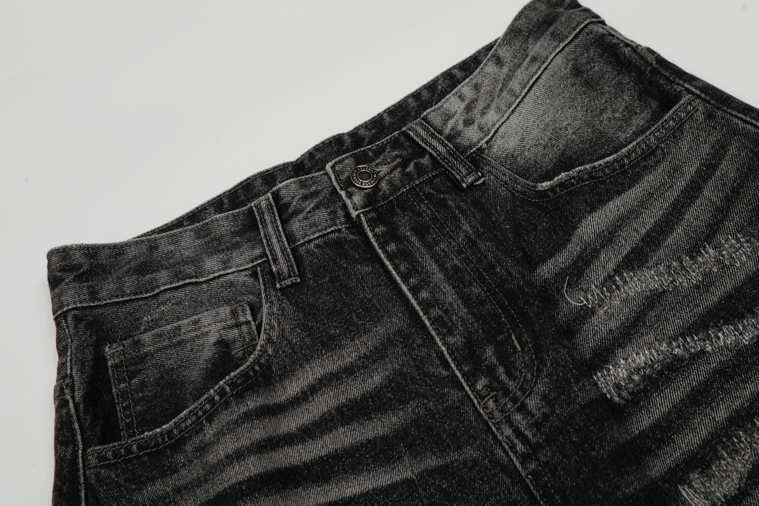 3-6-5.shop Washed Distressed Denim Pants