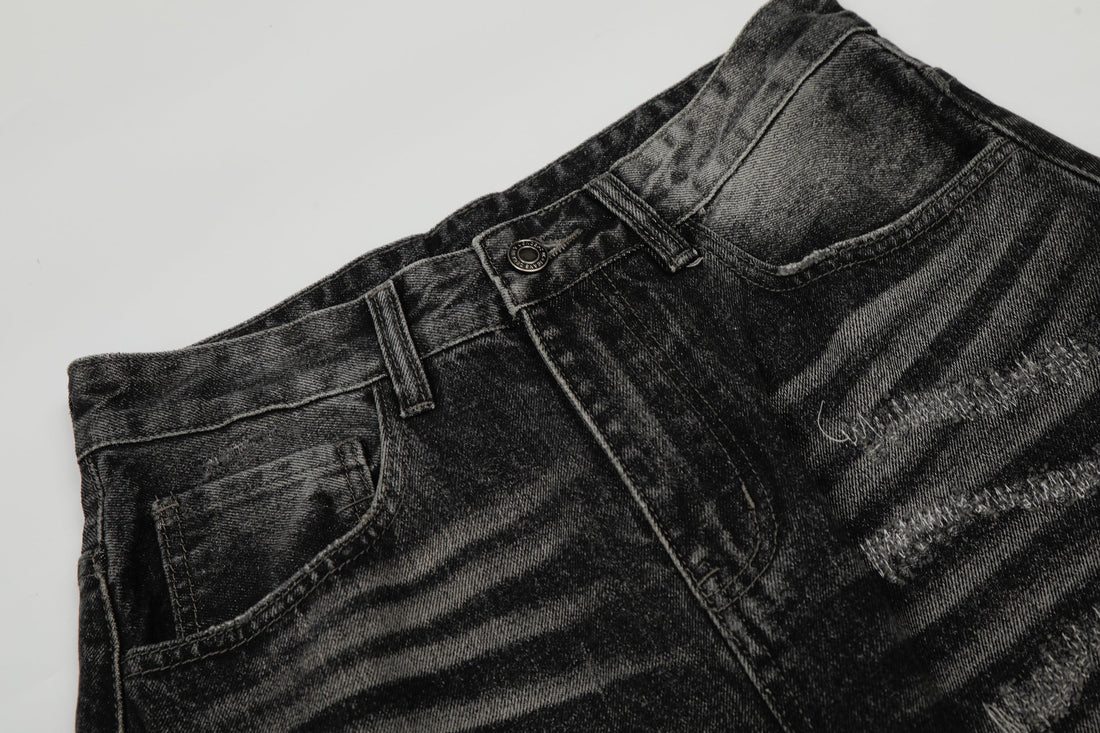 3-6-5.shop Washed Distressed Denim Pants