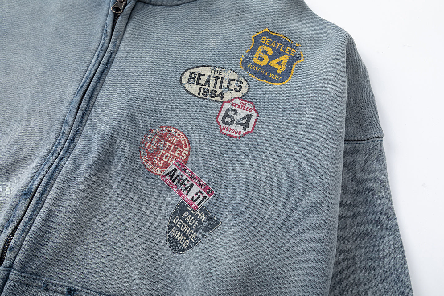 3-6-5.shop Vintage Patch Zip-Up Hoodie