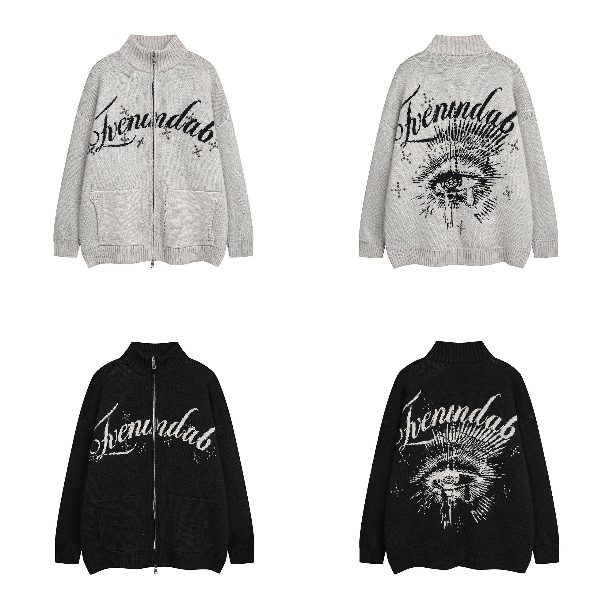 3-6-5.shop Eye Vision Knit Zip Cardigan
