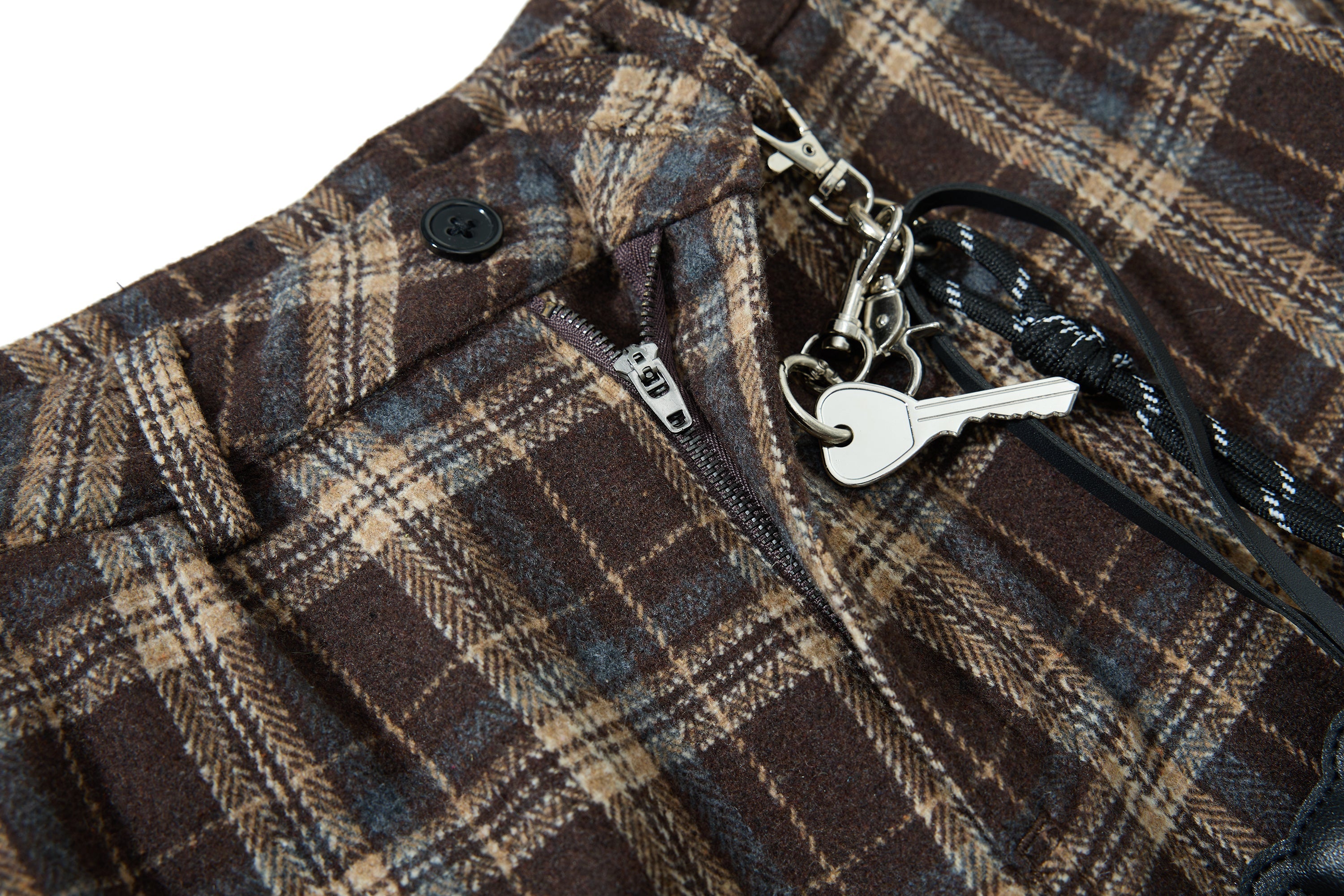 3-6-5.shop Vintage Check Wool-Blend Cargo Pants