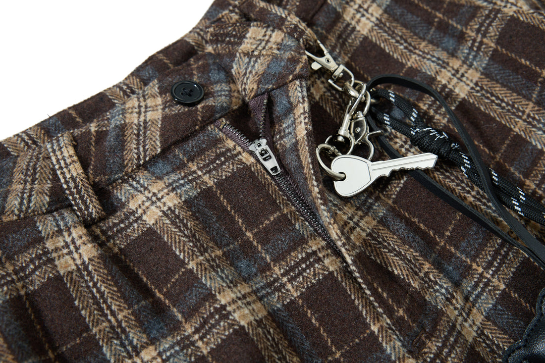 3-6-5.shop Vintage Check Wool-Blend Cargo Pants