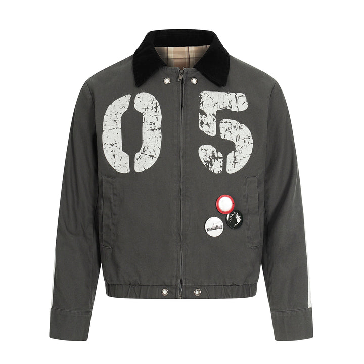 3-6-5.shop “05” Vintage Patch Bomber Jacket