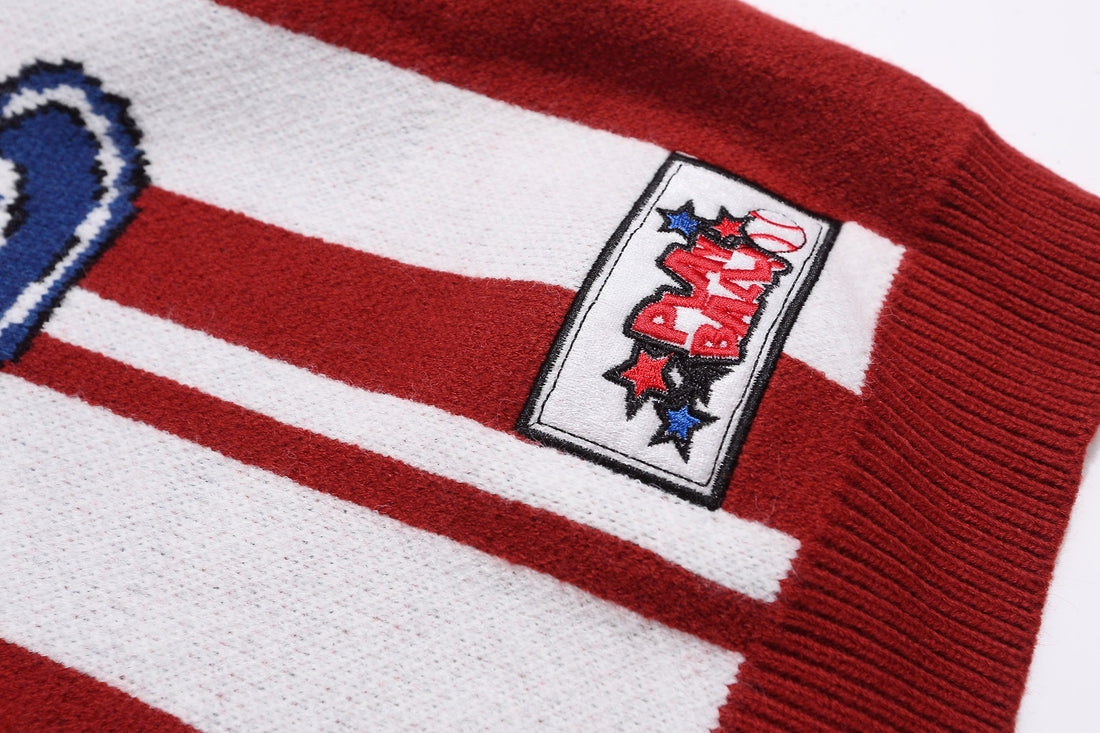 3-6-5.shop Retro Varsity Stripe Knit Sweater