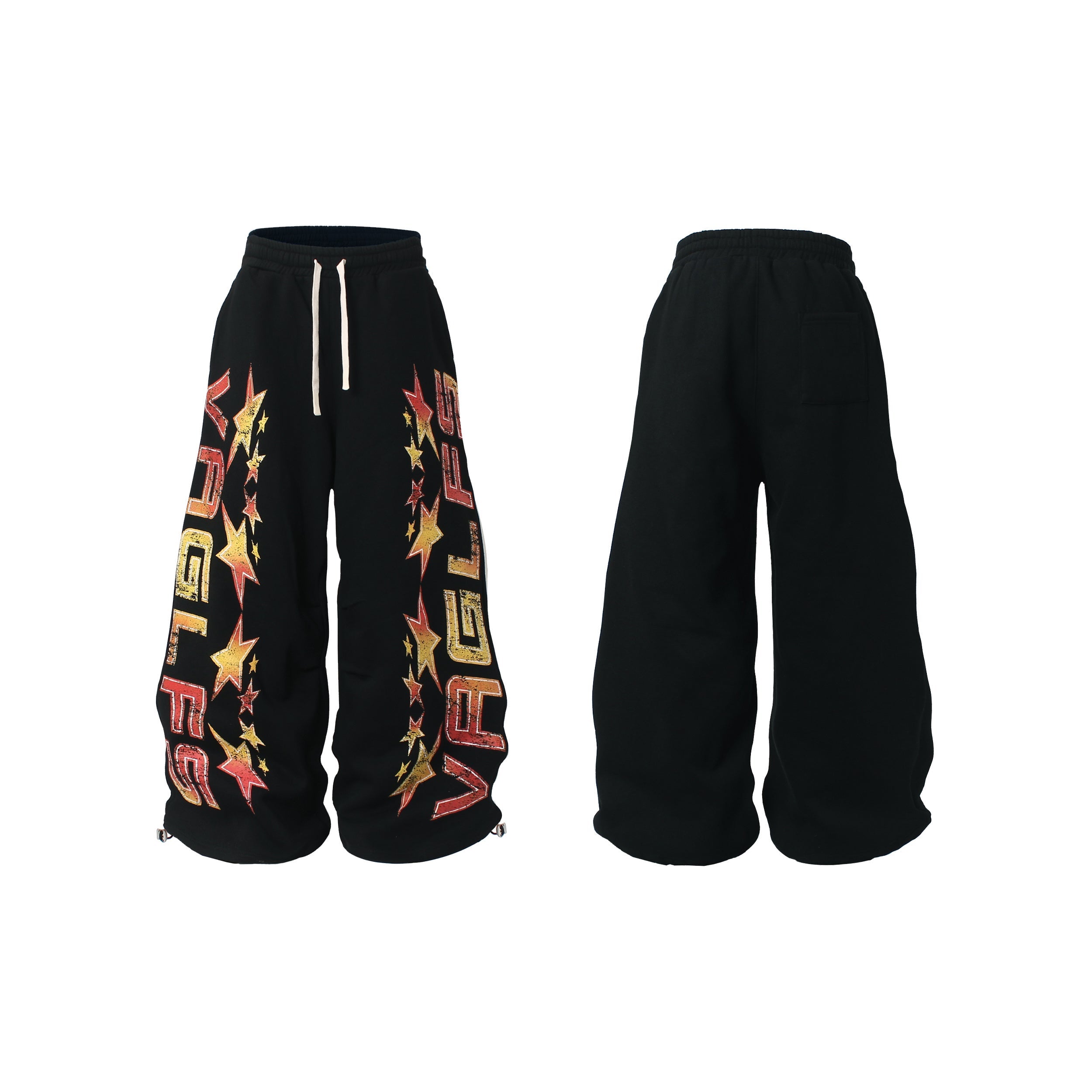 3-6-5.shop Fleece-Lined Glitter Star Wide-Leg Sweatpants