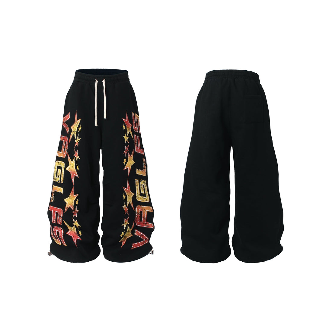 3-6-5.shop Fleece-Lined Glitter Star Wide-Leg Sweatpants